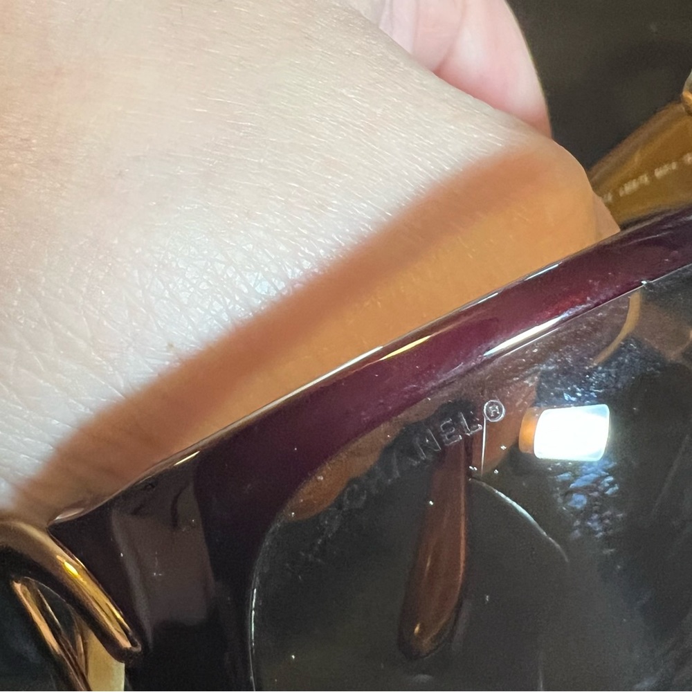 Authentic CHANEL Sunglasses Brown/Dark Red and Gold Logo Model 6014 - Picture 10 of 14